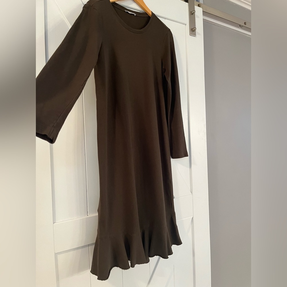 Zara Brown/Green Long Sleeve Dress - Picture 2 of 7